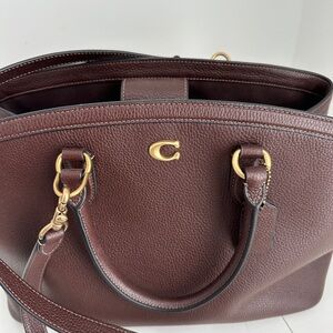 Coach Pebbled Leather Satchel in chocolate brown with Gold Hardware